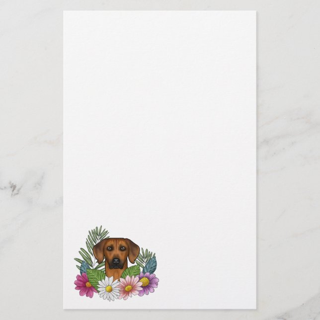 Papeterie Tête de chien Rhodesian Ridgeback Fleurs sauvages  (Devant)