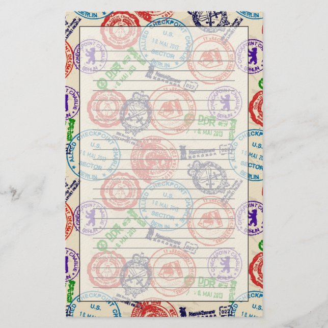 Papeterie Texture avec de vrais timbres. (Devant)