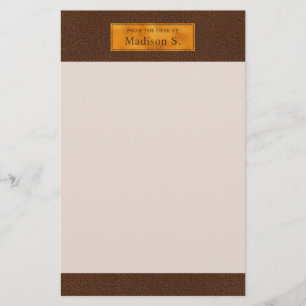 Papeterie Texture de faux cuir marron avec bannière en feuil