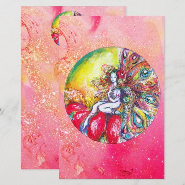 Papeterie TITANIA FlOWER FAIRY, Étincelles d'or rose jaune (Devant / Derrière)