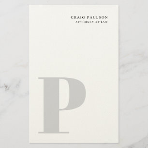 Papeterie Titre de nom monogramme gris moderne minimaliste