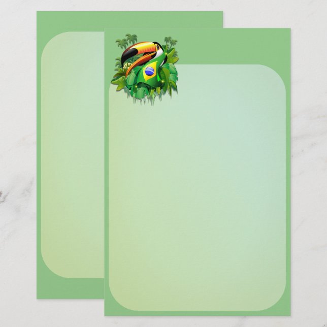 Papeterie Toco Toucan avec drapeau brésilien (Devant / Derrière)