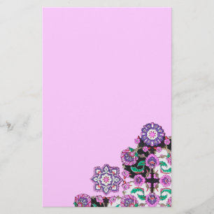 Papeterie TOPKAPI / Pink violet vert de la floraison Damask