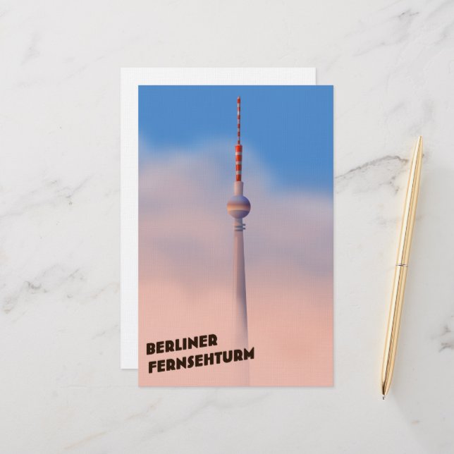 Papeterie Tour de télévision de Berlin, Fernsehturm de Berli (Devant/Arrière en situation)
