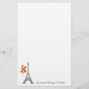 Papeterie Tour Eiffel avec le papier à lettres de ballons