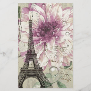 Papeterie Tour Eiffel vintage floral chic de Boho Paris
