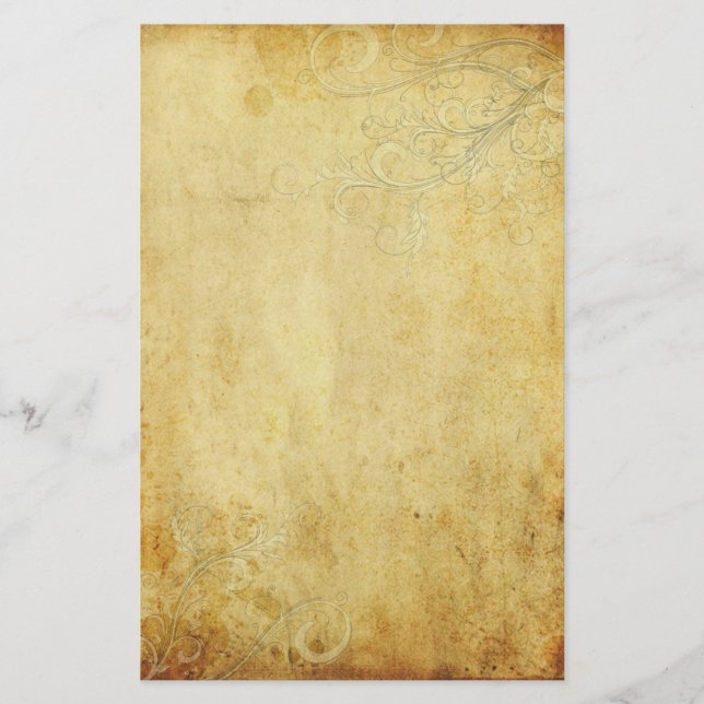 Papeterie Tourbillons vintages Mariage Parchemin (Devant)