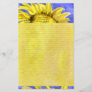 Papeterie Tournesol 2 Aquarelle personnalisée fixe