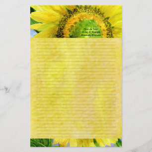 Papeterie Tournesol 3 Aquarelle personnalisée Stationnaire