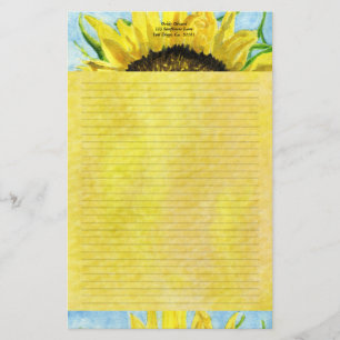 Papeterie Tournesol 4 Aquarelle personnalisée fixe