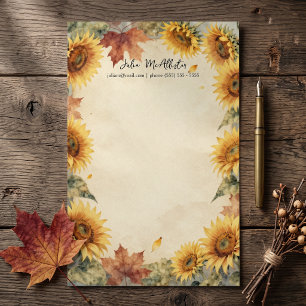 Papeterie Tournesol aquarelle Feuilles d'automne Parchemin v