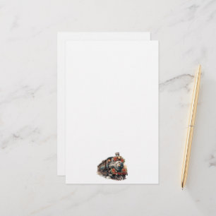 Papeterie Train à vapeur vintage Noël traditionnel