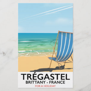 Papeterie Trégastel, Bretagne poster de voyage de plage Fran