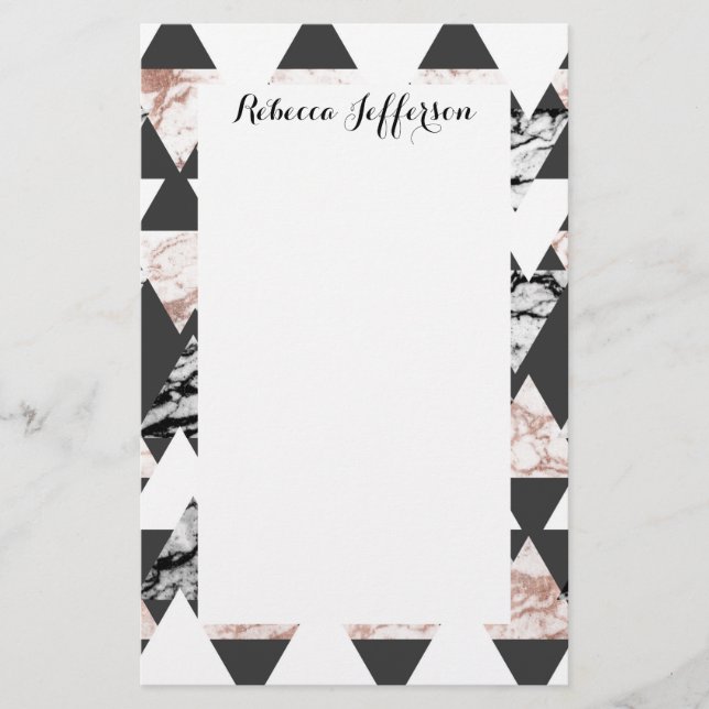 Papeterie Triangles de Geo Geo en marbre d'or noir blanc mod (Devant)