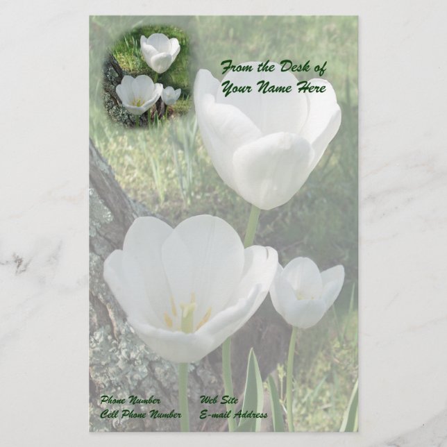 Papeterie Trio à fleurs de tulipes blanches (Devant)