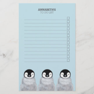 Papeterie Trois poussins de pingouin de bébé de sommeil pour