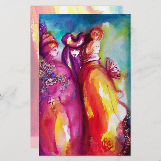 Papeterie TROISIÈME MASQUE, Boule de mascarade vénitienne (Devant / Derrière)