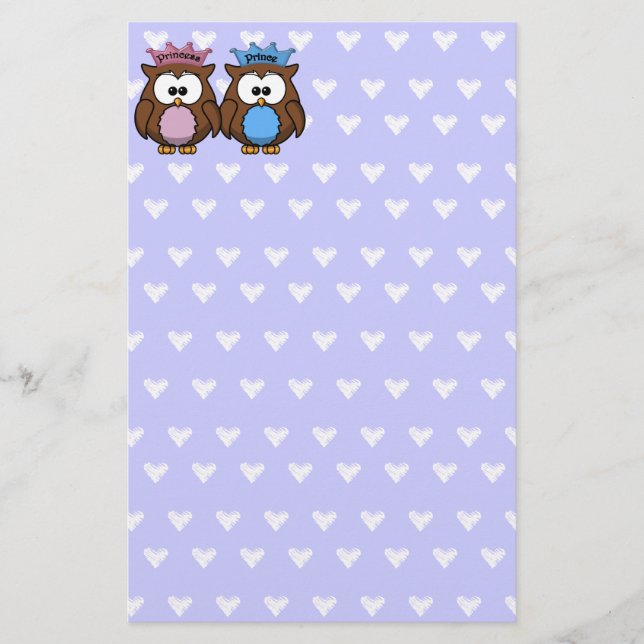 Papeterie twin owl princess (Devant)