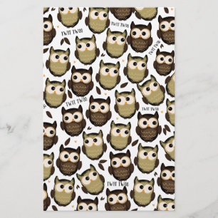 Papeterie Twit twoo! joli motif de hibou.