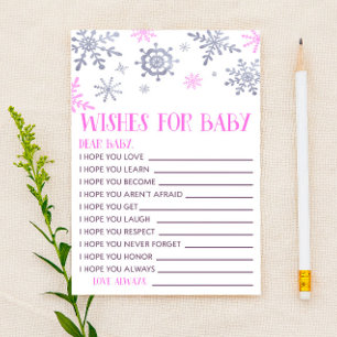 Papeterie Un Flocon De Neige Rose Souhaite Une Activité Baby