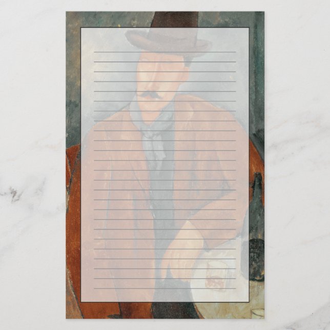 Papeterie Un homme assis se penchant sur une table (Devant)