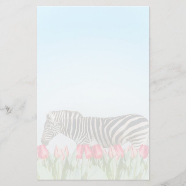 Papeterie Un zèbre parmi les tulipes (Devant)