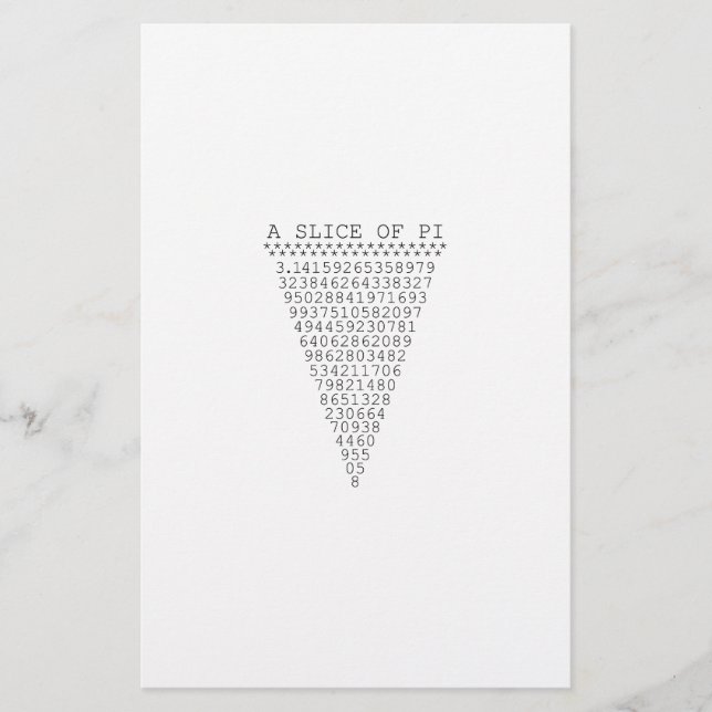 Papeterie Une tranche de présentation de pi (Devant)