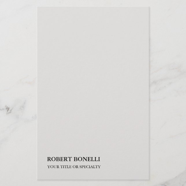 Papeterie Unique Moderne Gris Platine Minimaliste (Devant)