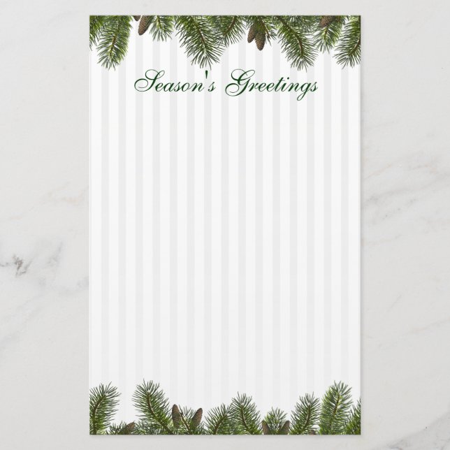 Papeterie Vacances de Noël Holly et Pine Cones (Devant)