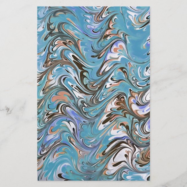 Papeterie Vagues en bleu acrylique pour l'art Abstrait (Devant)