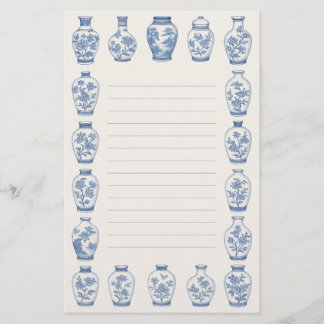 Papeterie vase bleu chinoiserie – Ligné élégant