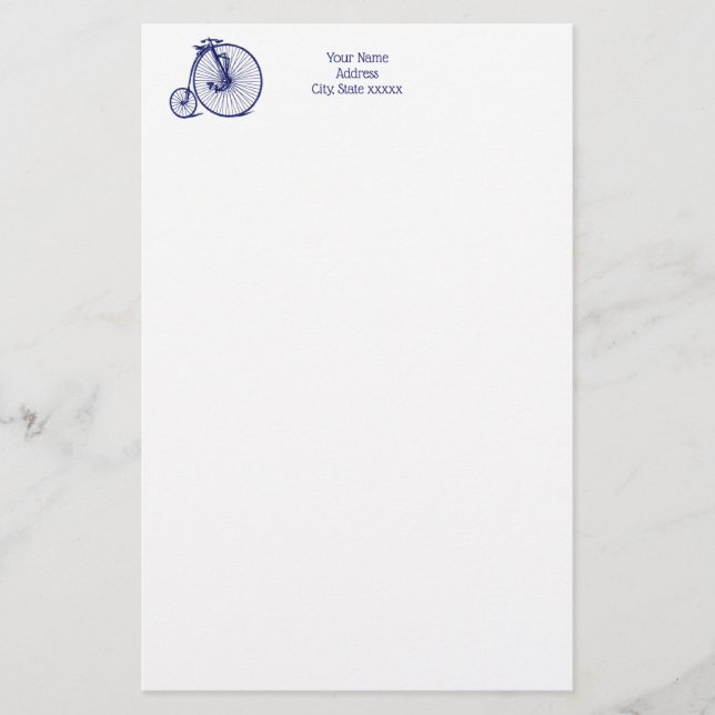 Papeterie Vélo Velocipede Penny Farthing vintage Blu (Devant)