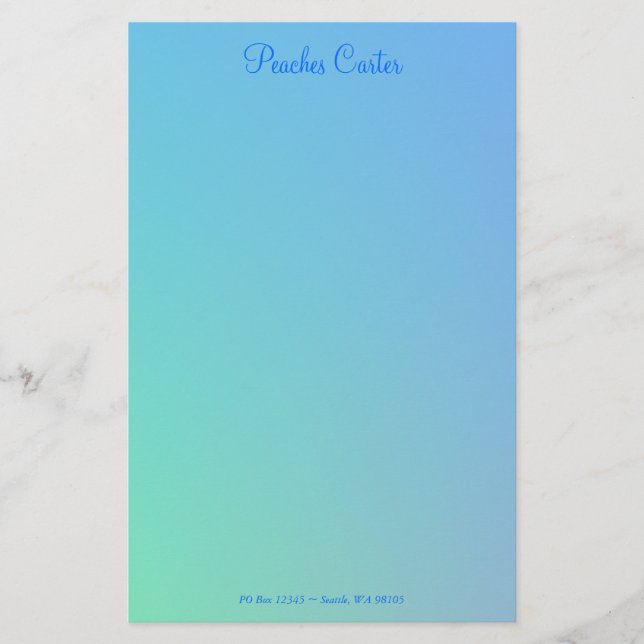 Papeterie Vert Aqua Bleu Ombre Doux (Devant)