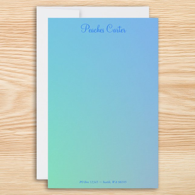 Papeterie Vert Aqua Bleu Ombre Doux (Soft Green Aqua Blue Ombre Stationery)