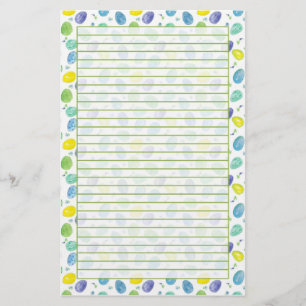 Papeterie Vert bleu d'oeufs de pâques d'aquarelle rayé