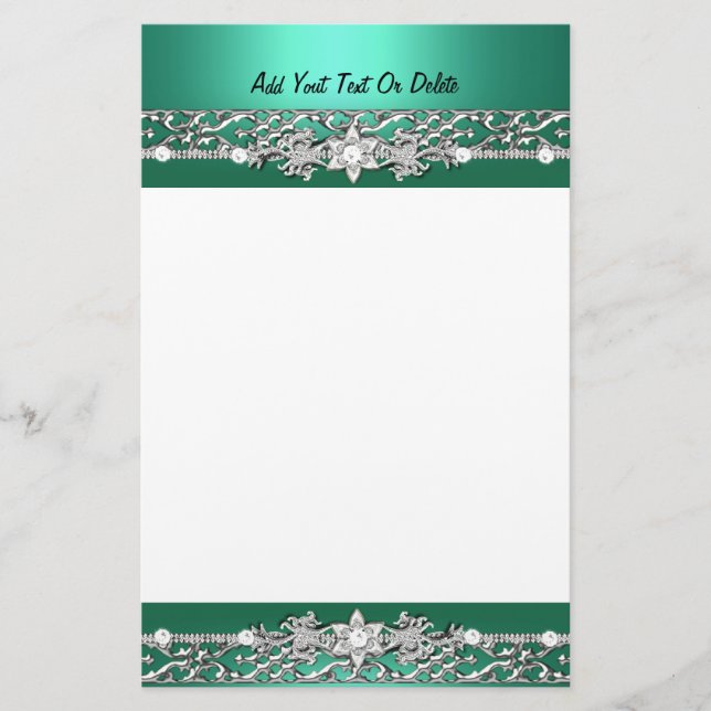Papeterie Vert Jade Argent Diamant Image (Devant)