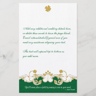 Papeterie Vert, Or, Poupées blanches, Papier Shamrock