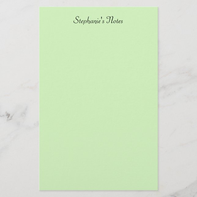 Papeterie Vert pastel clair monogramme nom couleur personnal (Devant)
