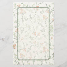 Vert sauge et aquarelle de fleurs sauvages abricot