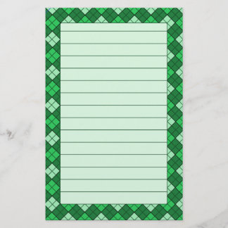 Papeterie verte de plaid rayée