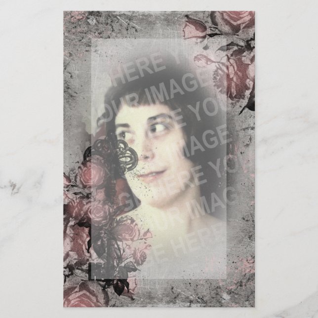 Papeterie Vielle clé et photo personnalisée Rose (Devant)