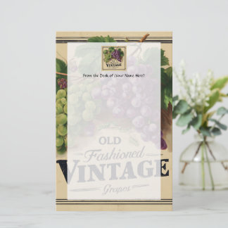 Papeterie Vieux Raisins Vintages de mode, Vin pourpre et noi