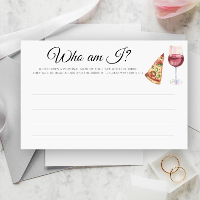 Papeterie Vin & Pizza Douche nuptiale Qui suis-je jeu (Créateur téléchargé)