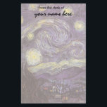 Papeterie Vincent van Gogh - Nuit étoilée<br><div class="desc">Starry Night (1889) de Vincent van Gogh est un post impressionnisme vintage de peinture de paysage d'art. Vue sur une ville dans une vallée la nuit avec les nuages tourbillonnants, les étoiles brillant et une belle lune jaune dorée croissant. Il a été peint pendant la journée de mémoire et est...</div>