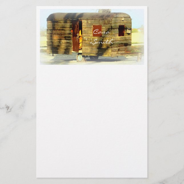 Papeterie Vintage classique patiné caravane en bois (Devant)