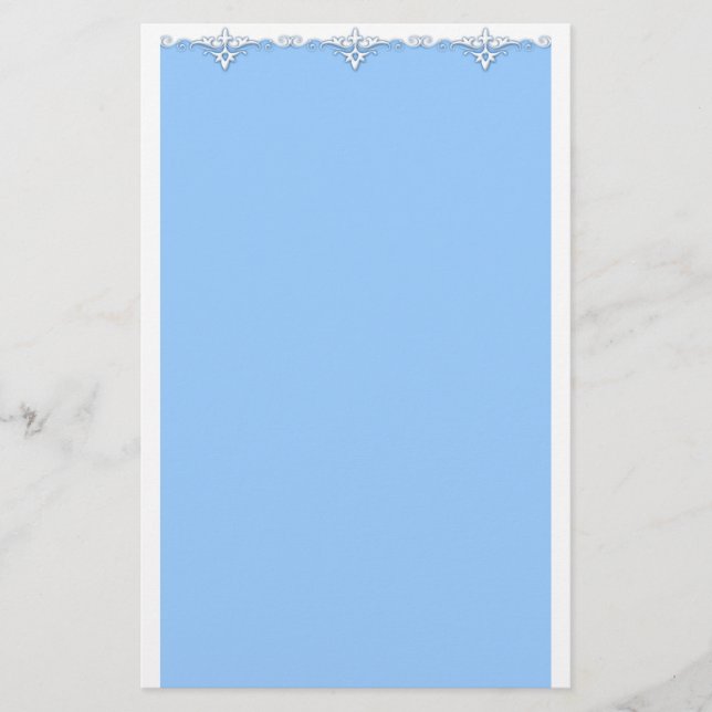 Papeterie Vintage ornement bordure bleu clair (Devant)