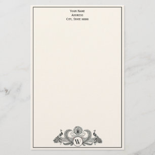 Papeterie Vintage Peacocks Monogram Ivory BG