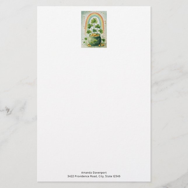 Papeterie Vintage Pot of Gold and Rainbow (Devant)