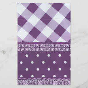 Papeterie Violet blanc À damiers Polka Dot Floral Damask Art