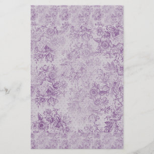 Papeterie violet rustique, chic shabby, fleurs de lavande pâ